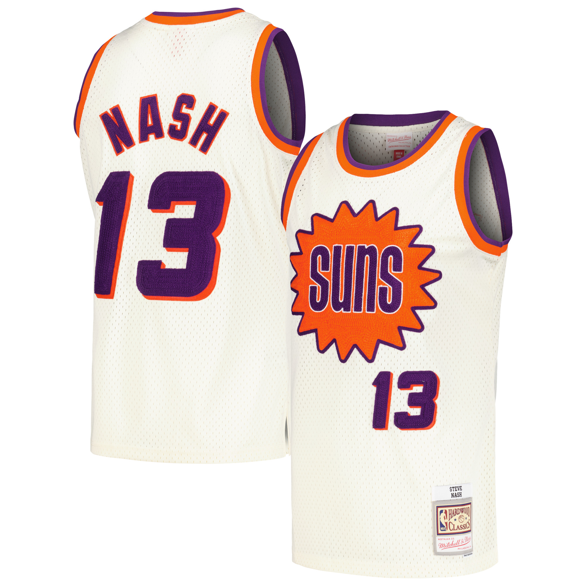 Men's Mitchell \u0026 Ness Steve Nash Cream Phoenix Suns Chainstitch Swingman Jersey
